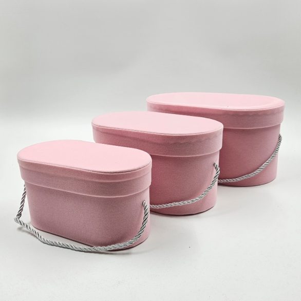 Box ovalni plisani roze