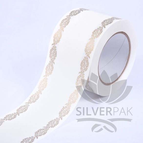 Traka sa bordurom 8cm belo-zlatna