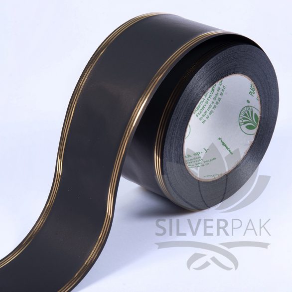 Traka zlatna nit 6cm crna