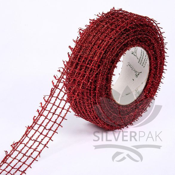 Traka mreza 5cm crveno-zlatna