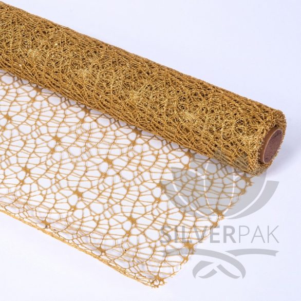 Mreza cipka stras zlatna